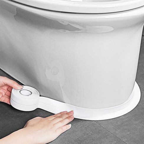 Caulk Tape, 1 Roll Self Adhesive Waterproof Sealant Strip, Flexible Edge Protector for Kitchen Countertop, Bathroom Sink, Shower, Bathtub, Toilet, Floor and Wall Gap Covering (1.5" x 10.5Ft, White) in Kuwait