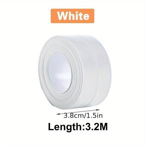 Caulk Tape, 1 Roll Self Adhesive Waterproof Sealant Strip, Flexible Edge Protector for Kitchen Countertop, Bathroom Sink, Shower, Bathtub, Toilet, Floor and Wall Gap Covering (1.5" x 10.5Ft, White) in Kuwait