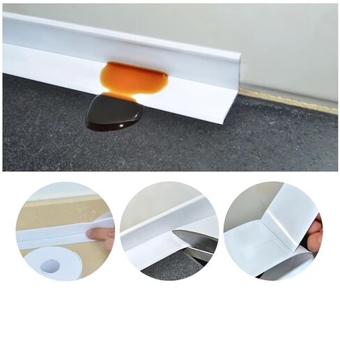 Caulk Tape, 1 Roll Self Adhesive Waterproof Sealant Strip, Flexible Edge Protector for Kitchen Countertop, Bathroom Sink, Shower, Bathtub, Toilet, Floor and Wall Gap Covering (1.5" x 10.5Ft, White) in Kuwait