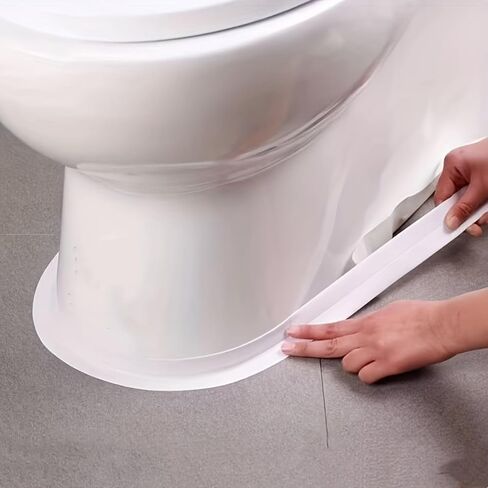 Caulk Tape, 1 Roll Self Adhesive Waterproof Sealant Strip, Flexible Edge Protector for Kitchen Countertop, Bathroom Sink, Shower, Bathtub, Toilet, Floor and Wall Gap Covering (1.5" x 10.5Ft, White) in Kuwait