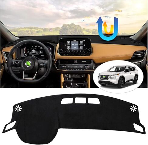 Karltys Dashboard Cover for Nissan Rogue 2021-2024 2025, Anti-Glare Rogue Dash Cover Black Flannel Dashboard Mat, Anti-Reflection Anti-Slip Sun Protection Dash Pad (Not for Rogue Sport) in Saudi Arabia