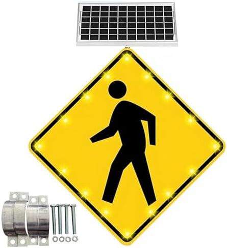 لافتة تحذير وامضة لحركة المرور LED - لافتة ممرات من الألومنيوم مقاومة للطقس IP65 للحدائق والمدارس والمناطق الحضرية والمجتمعات (30 بوصة، 16 مصباحًا) in Kuwait