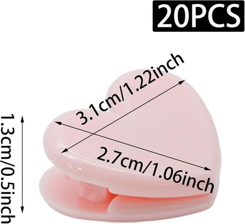 20 Pcs Cute Pink Heart Shaped Binder Clips, Mini Decorative Paper Clips Plastic Bag Clip, Photo Picture Pages Holder, Snack Coffee Storage Sealers for Kitchen/Office in Saudi Arabia
