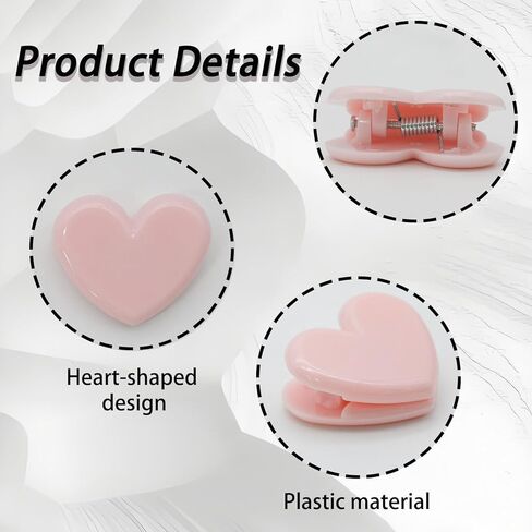 20 Pcs Cute Pink Heart Shaped Binder Clips, Mini Decorative Paper Clips Plastic Bag Clip, Photo Picture Pages Holder, Snack Coffee Storage Sealers for Kitchen/Office in Saudi Arabia