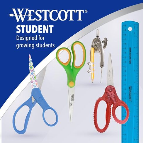 Westcott 12-Pack 6 "مقص للأطفال من سن 8 سنوات فما فوق، للمدرسة والمشروعات الحرفية، لوازم العودة إلى المدرسة للأطفال الكبار، مقابض ناعمة الملمس بألوان متنوعة. in Kuwait