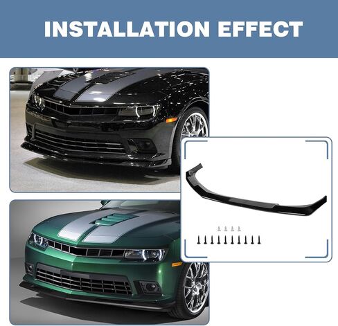 Front Bumper Lip Chin Spoiler fit for Chevrolet Camaro Convertible SS 2014 2015, for Chevrolet Camaro Coupe SS/Z/28 2014 2015 3-Piece Front Lip Glossy Black in Saudi Arabia