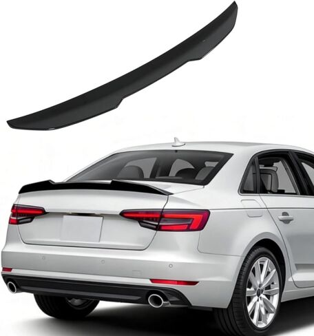 time secret Rear Trunk Spoiler Wing for Audi A4 S4 B9 Sedan Models 2017-2025 High Kick Rear Wing Lip Spoiler Glossy Black, No Drill in Saudi Arabia