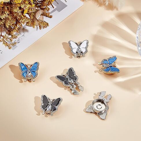 6Pcs 3 Colors Butterfly Button Covers Rhinestone Butterfly Button Covers Clip on Blouse Shirt Buttons No Sewing Cufflinks Garment Accessories for Men Women Shirt Sleeve Sewing Craft in Kuwait