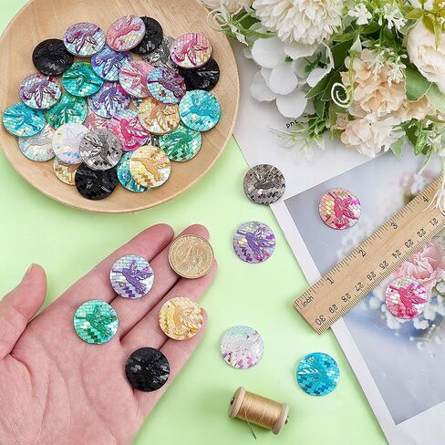 FINGERINSPIRE 50Pcs Flat Round Cabochons 1 Inch Hummingbird Pattern Glitter Resin Sew-On Rhinestones 10 Colors Round Resin Flat Back Cabochons with Two Holes for Jewelry Making Clothing DIY Crafts in Kuwait