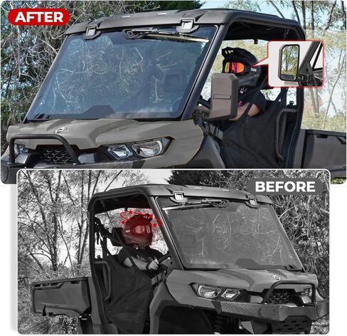 Foldable Side Mirrors for Can-Am Defender, Adjustable Convex Side Rearview Mirror Kit for Can-Am Defender HD5 HD7 HD8 HD9 HD10 2016-2026 Replace #715008100, 2PCS in Kuwait