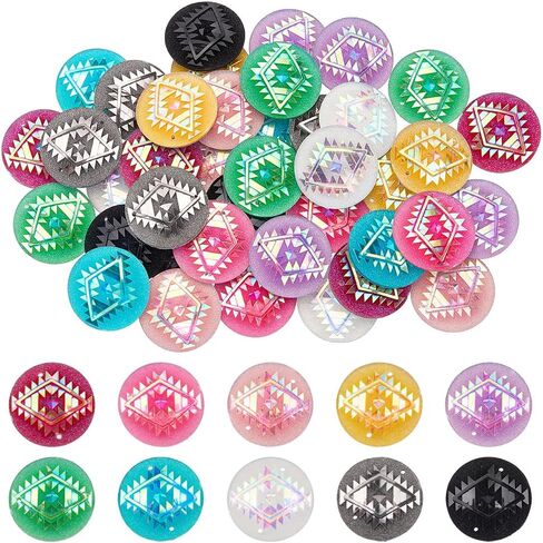 FINGERINSPIRE 50Pcs Flat Round Cabochons 1 Inch Hummingbird Pattern Glitter Resin Sew-On Rhinestones 10 Colors Round Resin Flat Back Cabochons with Two Holes for Jewelry Making Clothing DIY Crafts in Kuwait