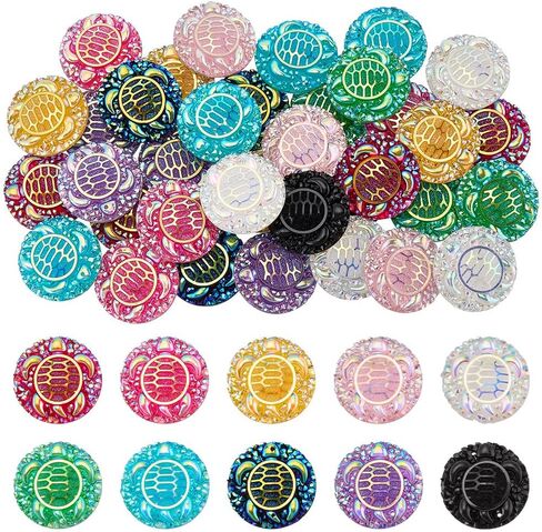 FINGERINSPIRE 50Pcs Flat Round Cabochons 1 Inch Hummingbird Pattern Glitter Resin Sew-On Rhinestones 10 Colors Round Resin Flat Back Cabochons with Two Holes for Jewelry Making Clothing DIY Crafts in Kuwait