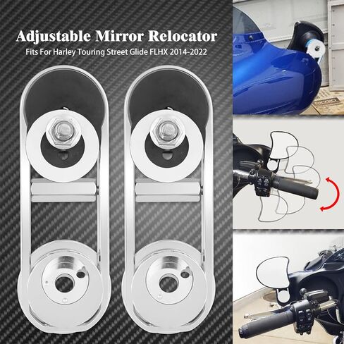 Adjustable Mirror Relocation Brackets Fit for Harley Touring Street Glide FLHX 14-2025 Mirror Mount Extension Kit Chrome in Kuwait