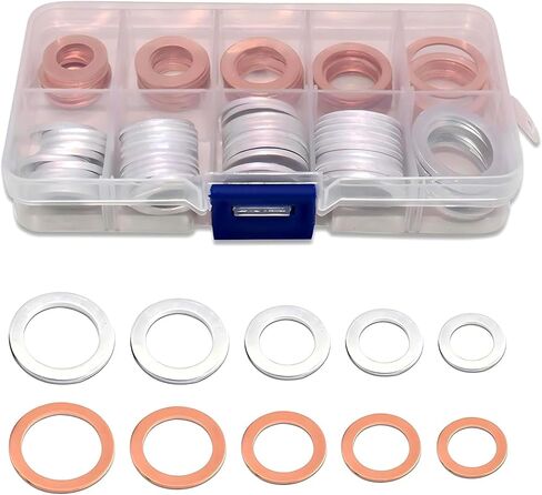 100 PCS Oil Drain Plug Gasket, Copper Aluminum Crush Washer Gaskets Seal Kit, M10 M12 M14 M16 M18 Crush Washer Oil Drain Plug, Universal for Most Cars in Saudi Arabia