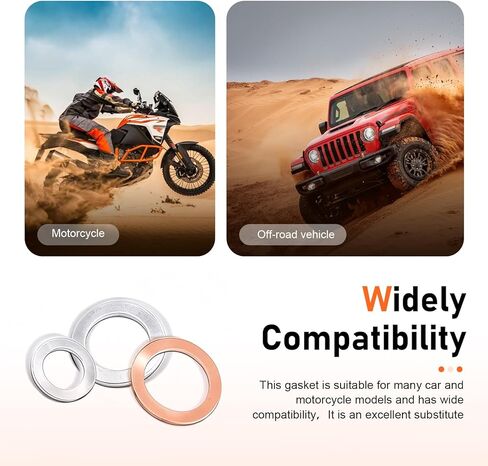 100 PCS Oil Drain Plug Gasket, Copper Aluminum Crush Washer Gaskets Seal Kit, M10 M12 M14 M16 M18 Crush Washer Oil Drain Plug, Universal for Most Cars in Saudi Arabia