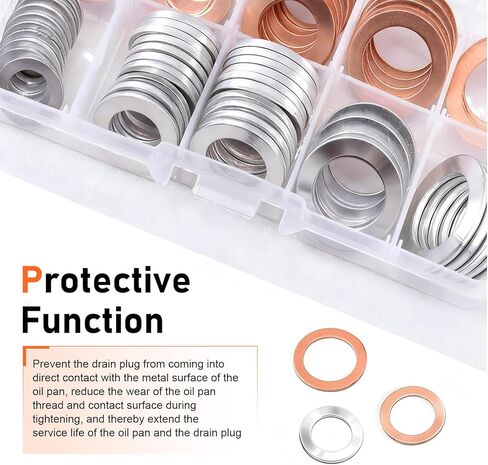 100 PCS Oil Drain Plug Gasket, Copper Aluminum Crush Washer Gaskets Seal Kit, M10 M12 M14 M16 M18 Crush Washer Oil Drain Plug, Universal for Most Cars in Saudi Arabia