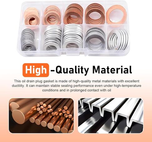 100 PCS Oil Drain Plug Gasket, Copper Aluminum Crush Washer Gaskets Seal Kit, M10 M12 M14 M16 M18 Crush Washer Oil Drain Plug, Universal for Most Cars in Saudi Arabia