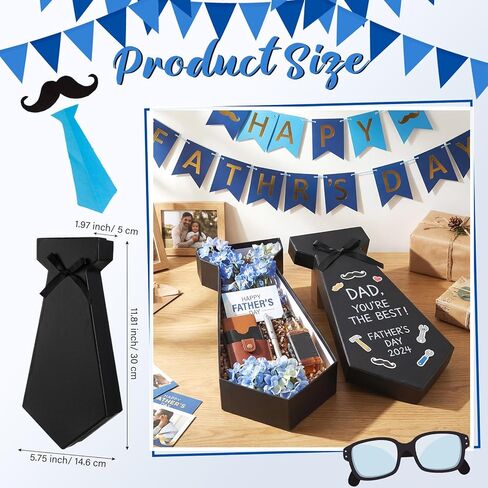 Resurhang Father's Day Flower Box 3D Tie Shaped Gift Box 11.8" x 5.8" Father's Birthday Dad Gifts Case Happy Dad's Day Supplies for Men Birthday Wedding Bachelorette Bridal Shower Party Favor in Kuwait