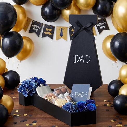 Resurhang Father's Day Flower Box 3D Tie Shaped Gift Box 11.8" x 5.8" Father's Birthday Dad Gifts Case Happy Dad's Day Supplies for Men Birthday Wedding Bachelorette Bridal Shower Party Favor in Kuwait