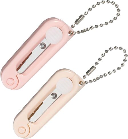 2Pcs Pink Keychain Scissors, Mini Badge Scissors, Foldable Portable Travel Scissors with Keychain for Crafting Scrapbooking and Daily Cutting(1.85in) in Saudi Arabia