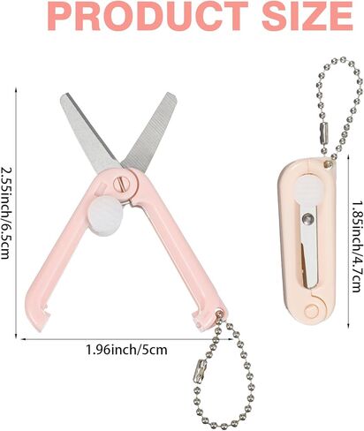 2Pcs Pink Keychain Scissors, Mini Badge Scissors, Foldable Portable Travel Scissors with Keychain for Crafting Scrapbooking and Daily Cutting(1.85in) in Saudi Arabia