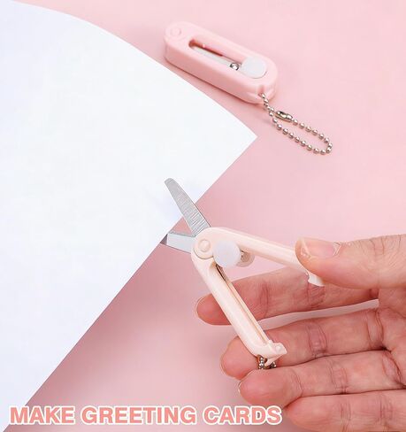 2Pcs Pink Keychain Scissors, Mini Badge Scissors, Foldable Portable Travel Scissors with Keychain for Crafting Scrapbooking and Daily Cutting(1.85in) in Saudi Arabia