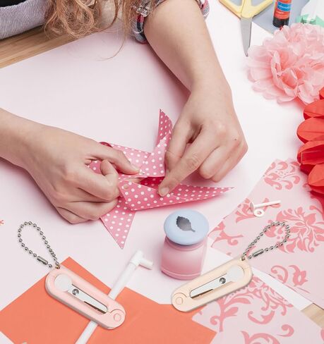 2Pcs Pink Keychain Scissors, Mini Badge Scissors, Foldable Portable Travel Scissors with Keychain for Crafting Scrapbooking and Daily Cutting(1.85in) in Saudi Arabia