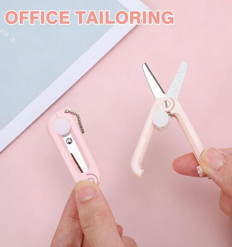 2Pcs Pink Keychain Scissors, Mini Badge Scissors, Foldable Portable Travel Scissors with Keychain for Crafting Scrapbooking and Daily Cutting(1.85in) in Saudi Arabia