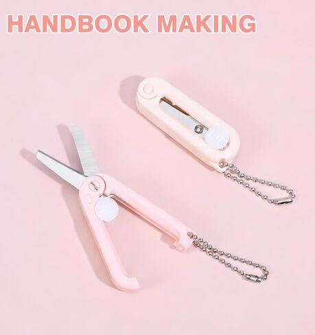 2Pcs Pink Keychain Scissors, Mini Badge Scissors, Foldable Portable Travel Scissors with Keychain for Crafting Scrapbooking and Daily Cutting(1.85in) in Saudi Arabia