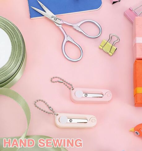 2Pcs Pink Keychain Scissors, Mini Badge Scissors, Foldable Portable Travel Scissors with Keychain for Crafting Scrapbooking and Daily Cutting(1.85in) in Saudi Arabia