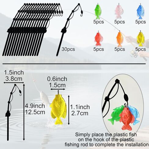 30 Pcs Mini Fishing Rod Cupcake Decorations, Suitable for Cupcake Decoration at Fishing Parties in Saudi Arabia