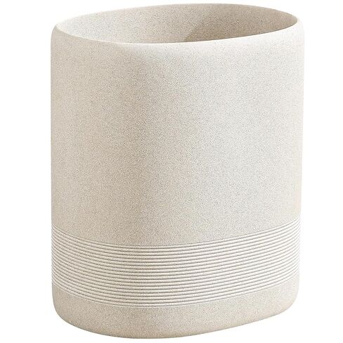 Trash Can, 1.6 Gallon Small Bathroom Trash Can, Simple Oval Stone Look Garbage Bin, Decorative Waste Basket for Kitchen Office, Home Decor, Bedroom, Living Room (Beige) in Saudi Arabia