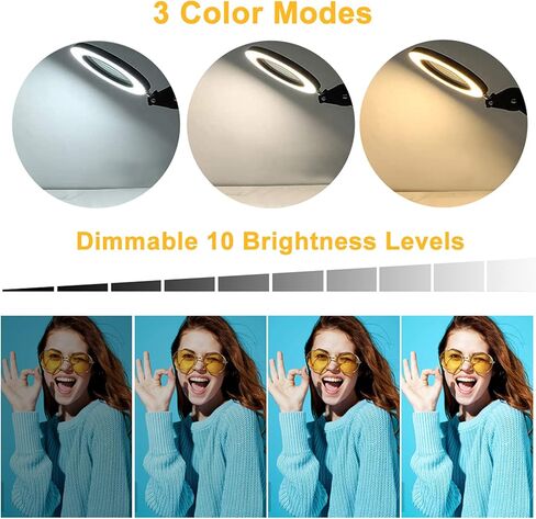 Upgraded 10X Magnifying Glass with Light and Clamp, Touch Control Real Glass Magnifier with Extended Swing Arm, 5 Color 5 Brightness Hand Free Desk Lamp for Craft Close Work Repair Sewing Hobby in Saudi Arabia