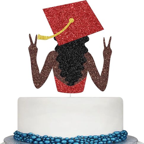 Girl Graduation Cake Topper, Congrats Class of 2026 Party Decor for Girls, Academic Dress Cap Cake Decorations for Girl, 2026 Girls Graduation Party Decorations Glitter (Pink) in Kuwait