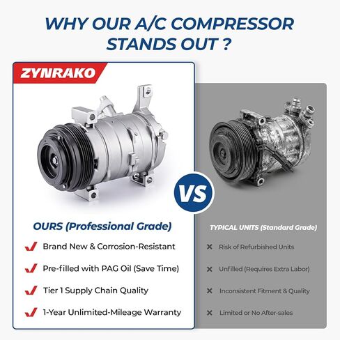 Air Conditioner AC Compressor with Clutch Compatible with Chevy, GMC Models, Silverado, Suburban, Avalanche, Sierra, Tahoe, Express, Yukon, Escalade, and More, with 2 Mounting Holes #Replace CO29002C in Saudi Arabia
