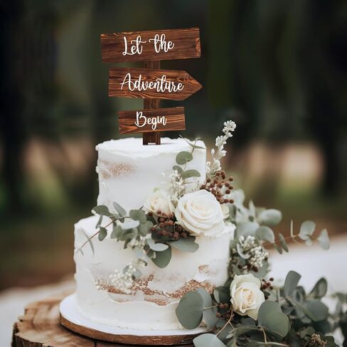 قطعة علوية للكيك من Let the Adventure Begin لتزيين الكيك الخشبي الريفي لحفلات الزفاف وحفلات استقبال المولود الجديد in Kuwait