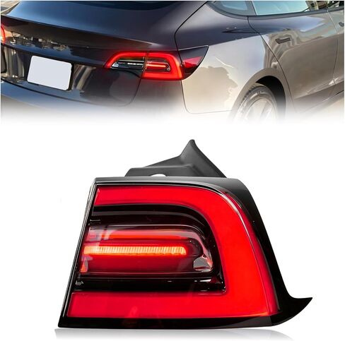 3Pin Right LED Tail Light Assembly,Compatible With Tesla Model 3 2017 2018 2019 2020 2021 2022 2023,Rear Passenger Side Brake Outer Tail Lamp,For 1077398-00-F in Saudi Arabia