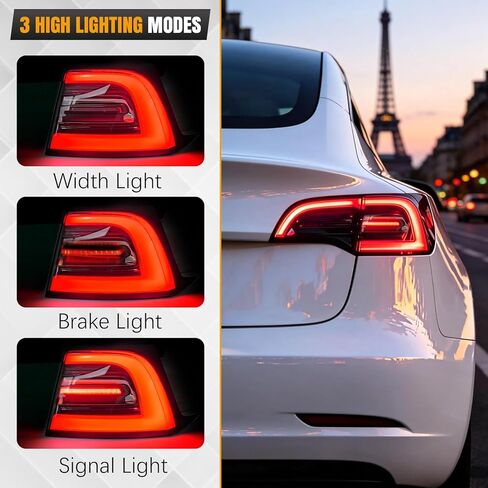 3Pin Right LED Tail Light Assembly,Compatible With Tesla Model 3 2017 2018 2019 2020 2021 2022 2023,Rear Passenger Side Brake Outer Tail Lamp,For 1077398-00-F in Saudi Arabia