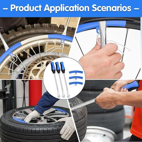 مجموعة أدوات تغيير الإطارات مكونة من 27 قطعة للدراجات النارية، ومركبة ATV، وجرار العشب، والدراجة، والسكوتر، والسيارة - باللون الأزرق مع ملاعق الإطارات، وواقي الحواف، وأدوات الصمامات وحقيبة التخزين in Kuwait