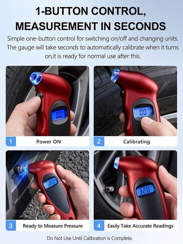 Digital Tire Pressure Gauge 150 PSI, Accurate in 0.1 Increments,1 Pack Tire Pressure Gauge with Backlight LCD, 4 Units (PSI/Bar/Kgf/cm²/KPA) Applicable to Car Truck Bicycle, Red in Kuwait