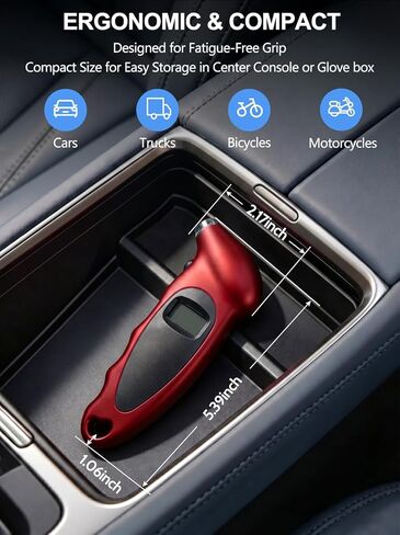 Digital Tire Pressure Gauge 150 PSI, Accurate in 0.1 Increments,1 Pack Tire Pressure Gauge with Backlight LCD, 4 Units (PSI/Bar/Kgf/cm²/KPA) Applicable to Car Truck Bicycle, Red in Kuwait