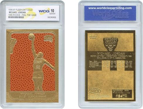 1996 Michael Jordan Fleer 1986 Rookie Feel The Game Real Basketball Texture NS Gold Card - Graded GEM Mint 10 in Kuwait