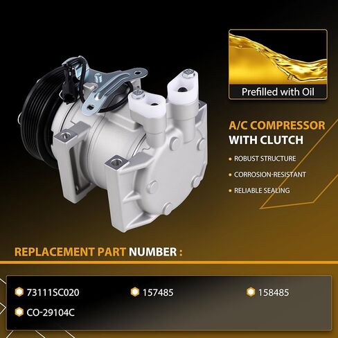A/C Compressor with Clutch Compatible with 2011-2013 Subaru Forester H4 2.5L in Saudi Arabia