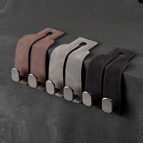 Car Hooks for Headrest, Leather Car Gadget Hook Organizer, Suitable for Most Seat Back Storage, for Hanging Bags, Space-Saving(Gray) in Kuwait