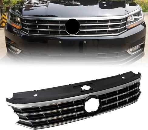 Front Upper Grille Black w/Chrome Compatible with 2016 2017 2018 2019 Volkswagen VW Passat S SE SEL Front Molding Grille Grill Replaces # 561853651HOQE in Saudi Arabia