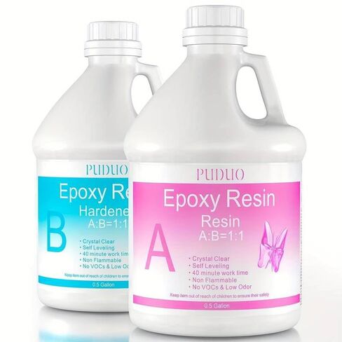 Puduo 1 Gallon Epoxy Resin with Pumps,Crystal Clear Epoxy Resin and Hardener for DIY Art, Molds,Craft in Saudi Arabia