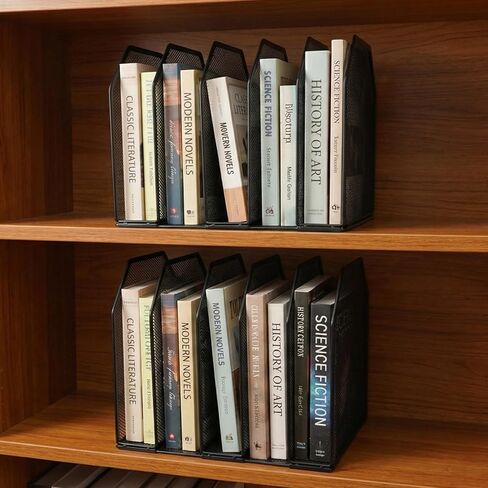ريتون 2 حزمة منظم فارز ملفات شبكية لسطح المكتب، 5 أقسام معدنية سوداء عمودية منظم ملفات مكتب، قابل للتعديل تستقيم رف الكتب حامل ملف حامل لمكتب المنزل الفصول الدراسية وثائق الكتب in Kuwait