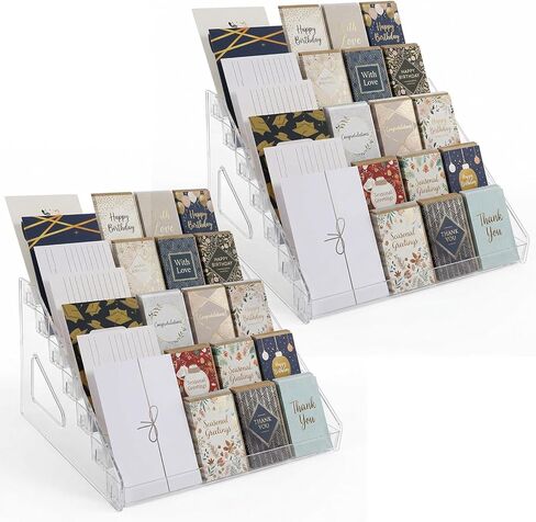 2 Pack 7 Tier Card Display Stand, Versatile Display Rack Holder for Greeting Card Business Brochure Postcard Portable Card Display Shelf for Vendors Craft Trade Shows (12.2 x 11.8 x 7.3 Inches) in Saudi Arabia