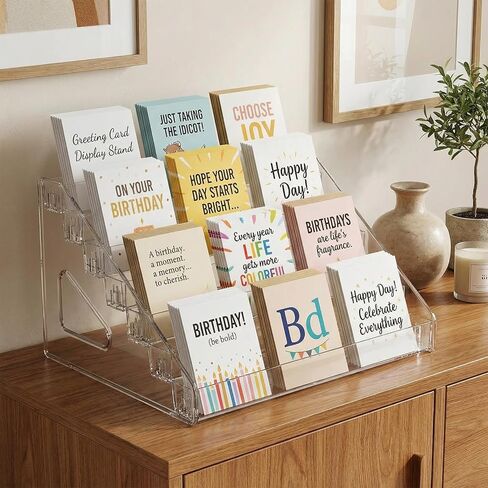 2 Pack 7 Tier Card Display Stand, Versatile Display Rack Holder for Greeting Card Business Brochure Postcard Portable Card Display Shelf for Vendors Craft Trade Shows (12.2 x 11.8 x 7.3 Inches) in Saudi Arabia