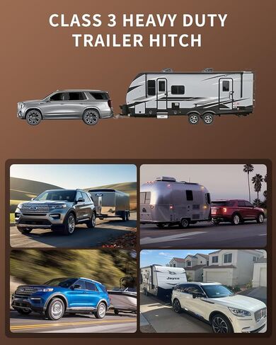 جهاز استقبال وصلة مقطورة من الفئة 3 مقاس 2 بوصة متوافق مع Ford Explorer 2020-2024 وLincoln Aviator 2020-2024 | 6,000 رطل GTW / 600 رطل TW | وصلة جر للخدمة الشاقة in Kuwait